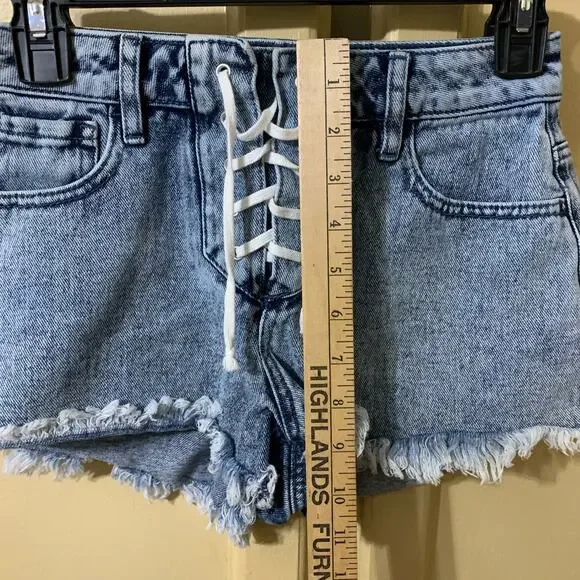 Pacsun High Rise Festival Jean Shorts Size 24 Lace up Front - Picture 3 of 10